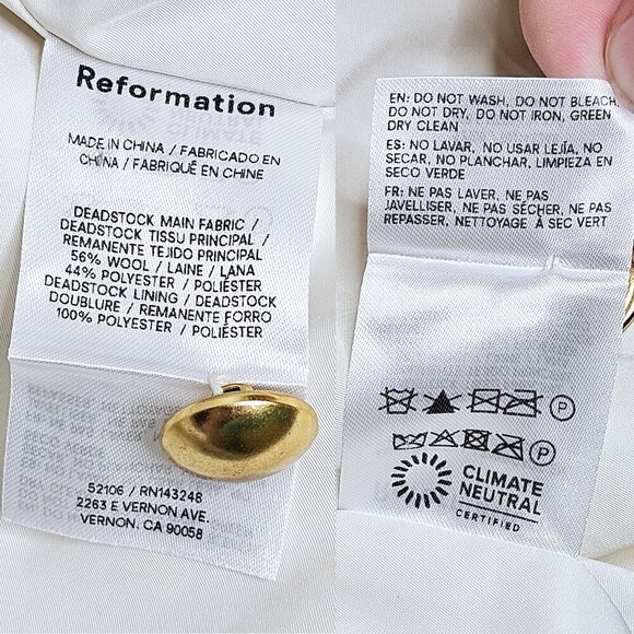 Reformation Dale Cream Fleece Cropped Jacket‎ Wool Blend Neutral Size M - Picture 11 of 14